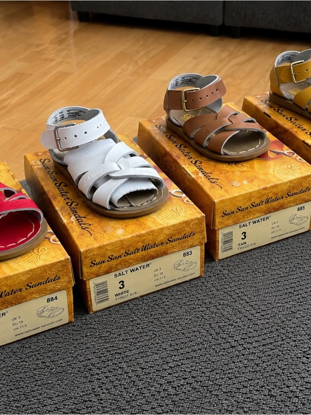Salt Water Sandals Red Leather Toddler Kids Size 3 NEW